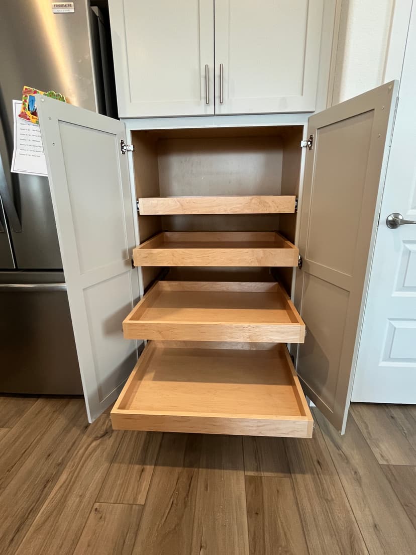 Pantry with pull-out shelves
